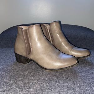 Gray Faux Leather Booties